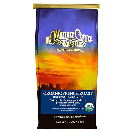 Mt. Whitney Organic French Roast, Dark Roast, Low Acid Coffee (Ground, 12 Oz)