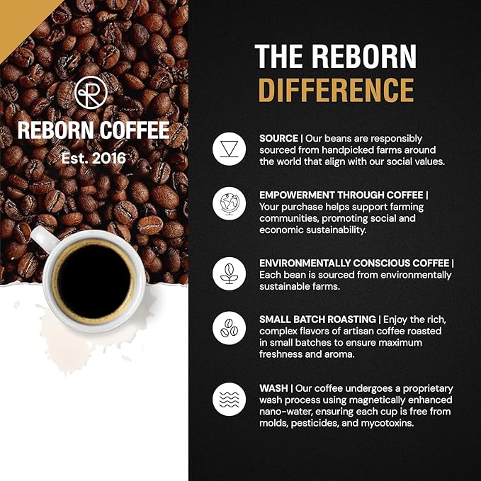 Reborn Coffee Specialty Whole Bean Coffee, Medium Roast, 12 Ounce, Premium Valencia Signature Blend, Flavor Notes of Chocolate, Nut, and Fruit