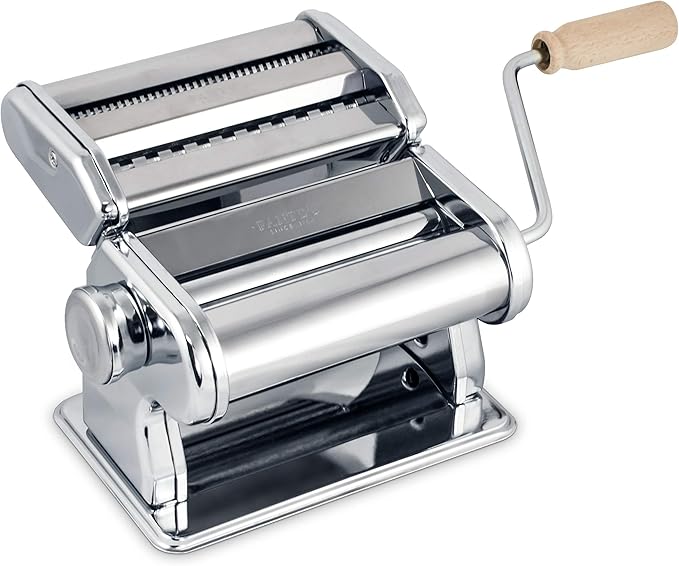 Fante’s Double Cutter Classic Pasta Maker, Hand-Crank Noodle Press with Adjustable Thickness Settings for Fresh Homemade Pasta, Dumplings