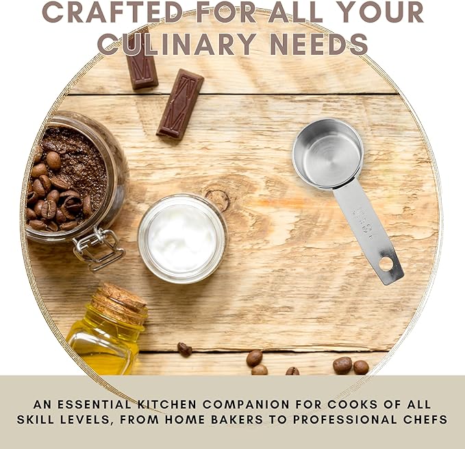 1/8 Cup Stainless Steel Measuring Cup | Sturdy Metal 30 ml | 30 cc | 1 oz | Single Cup for Wet and Dry Ingredients | Great for use as 1/8 Cup Coffee Scoop - 1 PK