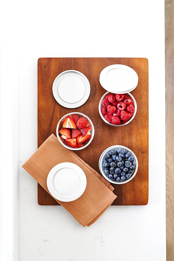 8-Piece Glass Food Storage Containers Set (4 Containers + 4 BPA-Free Lids) | 7-Ounce, Leakproof | Microwave, Freezer, Oven & Dishwasher Safe | Ideal for Meal Prep & Pantry Organization