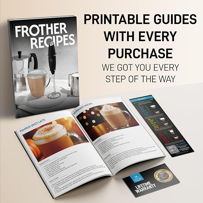 Zulay Kitchen Whisk Milk Frother with 4 Duracell Batteries - Powerful Handheld Foam Maker for Coffee, Lattes, Matcha, Hot Chocolate & Cappuccinos - Whip Creamy Froth in Seconds