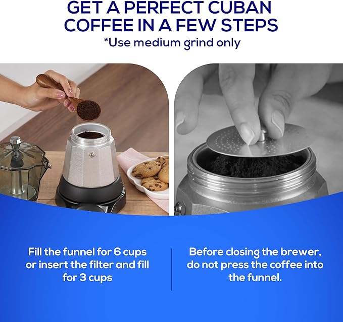 universal Electric Coffee Maker (6 Cups), Cuban Moka Pot (480 Watts), Gift for Coffee Lovers, Easy Brewing, Prepare Espresso Recipes: Italian, Latte, Macchiato & Mocaccino