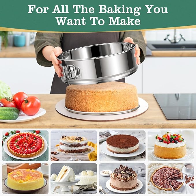 10 Inch Springform Cake Pan, Stainless Steel Springform Pans, Leakproof & Nonstick Cheesecake Pan with Removable Bottom, Round Spring Form Cake Pan For Baking
