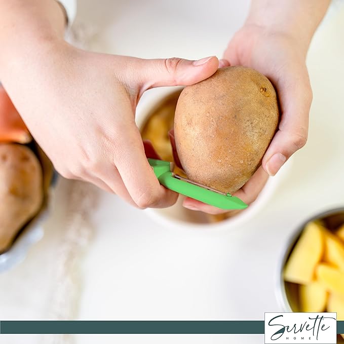 Vegetable Peeler and Grater Set, Multi-Purpose Kitchen Tools, White (Green)