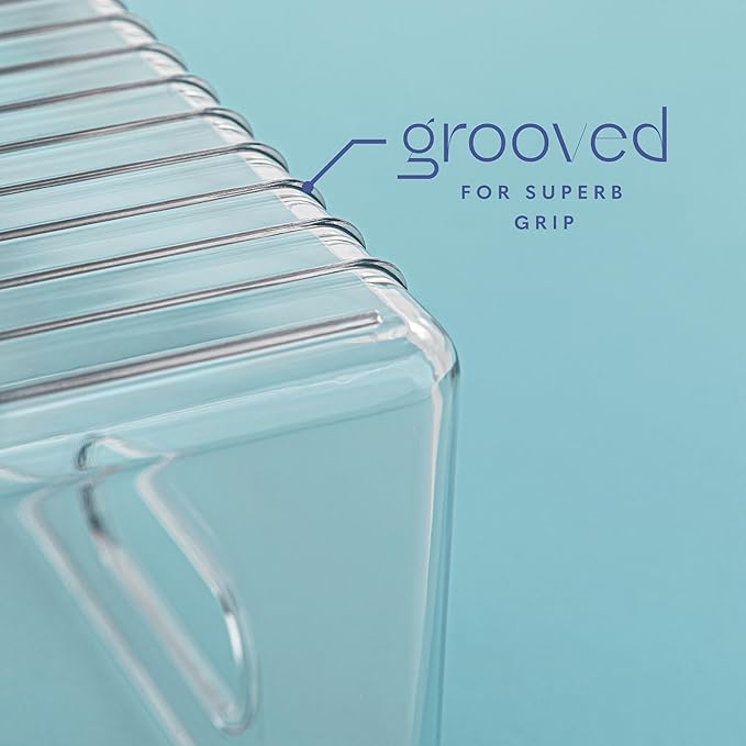 Plastic Food Storage Clear Container Bin with Handles for Organizing Kitchen, Pantry, Refrigerator, Freezer, Pantry, Cabinet, Closet, Bathroom. 10”x4”x5”