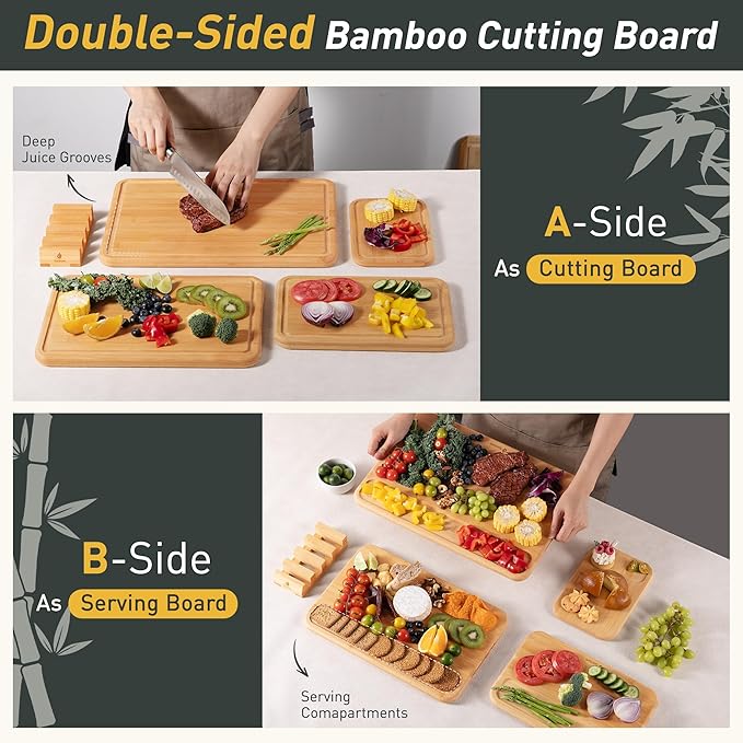 4 Packs Bamboo Cutting Board Set with Holder Over Sink Day Gifts Best Mama Mommy Bonus Busy Mom Ever Christmas Xmas Birthday Law Step Stepmom Stepmother Who Have Everything Good Unique Useful Present
