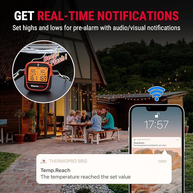 ThermoPro 450-ft Wireless Meat Thermometer Digital, Bluetooth Meat Thermometer Wireless for Meat Steak, Smoker Thermometer with Dual Meat Probe, Cooking Food Thermometer for Grilling and Smoking
