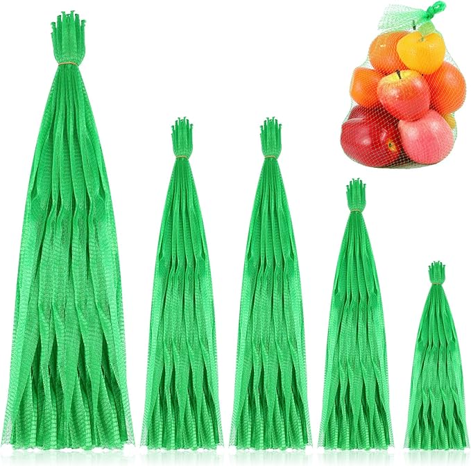 Windyun 500 Pcs 24/20/18/14 Inch Reusable Mesh Nylon Netting Bulk, Fits Storage Egg Vegetable Seafood Fruits Bags Grocery Bags (Green)