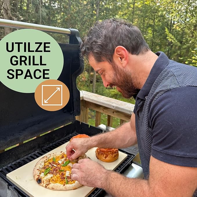 Large Pizza Stone for Oven 20 inch, with Silicone Mat and Dough Tool - Pizza Stone for Grill - Rectangular Pizza Oven Stone for Bread Baking - Thick Heavy Duty Stone 20" x 13.5" x 0.6"