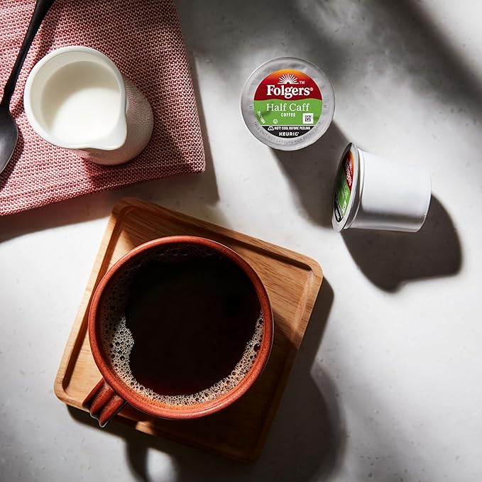 Folgers Half Caff Coffee, Medium Roast, Keurig K-Cup Pods, 10 Count (Pack of 6)