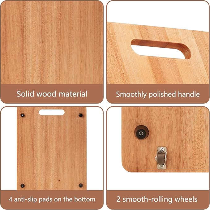 Appliance Slider Tray for Coffee Maker Kitchen Rolling Tray for Countertop Wood Coffee Slider Tray with Rubber Wheels Organization Accessories