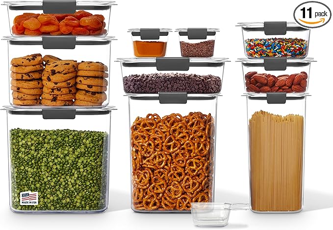 Rubbermaid Brilliance Pantry 10 Piece Set, Clear and Airtight Food and Pantry Storage Containers
