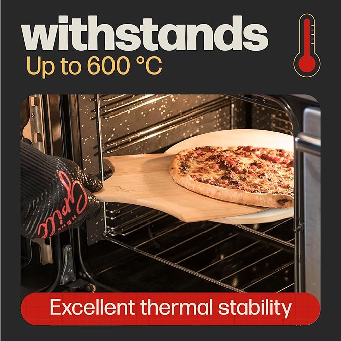 HANS GRILL PIZZA STONE | Circular Pizza Stone For Oven Baking & BBQ Grilling With Free Wooden Peel | Extra Large Round 15" Inches Diameter (38CM) Durable Cordierite Cooking Stone.