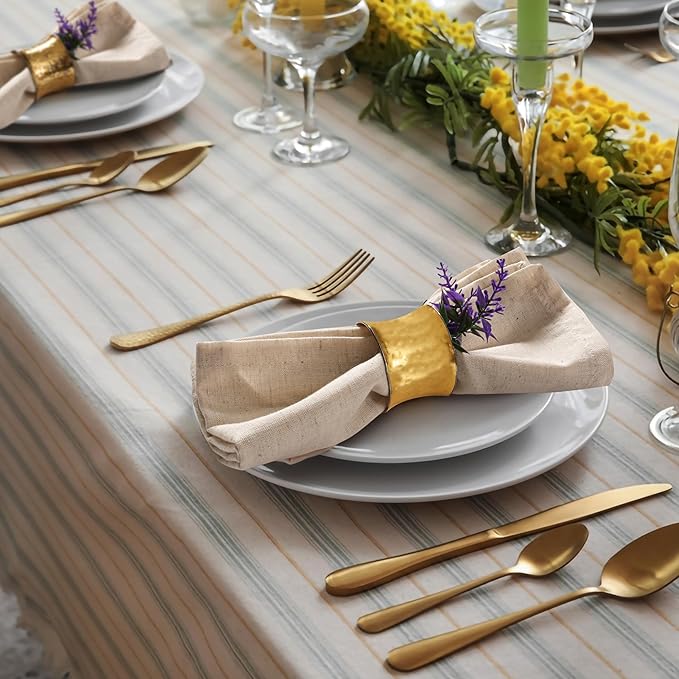 Natural Color Cotton Linen Blend Napkins Set of 12 - Hemmed 18x18 Inch Decorative Elegant Soft Washable Reusable Flax Dinner Napkin for Dining Table Décor Christmas Wedding Party & Everyday Use