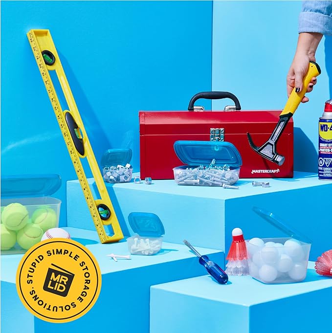 Premium Attached Food Storage Containers, Permanently Attached Plastic Lid, Never Lose & Space Saving Organization (7 Pack)