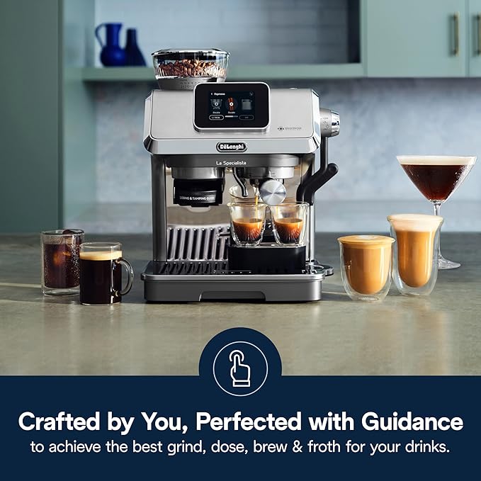 De'Longhi La Specialista Touch Espresso Machine with Grinder & Milk Frother – Cold Brew & Iced Coffee Maker, Burr Grinder, 10 Drink Presets, Compact Bean to Cup, Award-Winning Italian Design