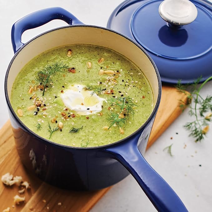 Tramontina Bestow Enameled Cast Iron Sauce Pan with Lid, 2.5-quart, Blue