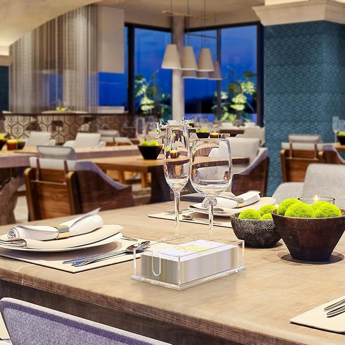 Napkin Holder for Table, Acrylic Guest Towel Holder for Bathroom, Clear Disposable Paper Hand Towels Tray for Kitchen, Buffet Napkin Paper Tray Napkin Caddy for Home Party 0.16+0.31in Thickness