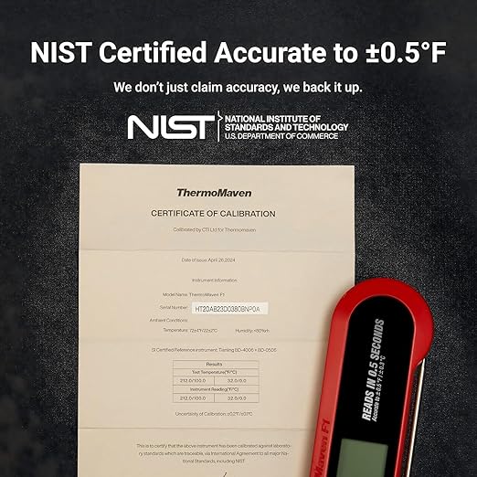 Professional 3X Faster 0.5sec Instant Read Meat Thermometer Digital, High Accuracy ±0.5°F, IP67 Waterproof, Auto Wake/Sleep & Rotate Display, NSF & NIST Certified, Backlight Fry Oil Candy Thermometer