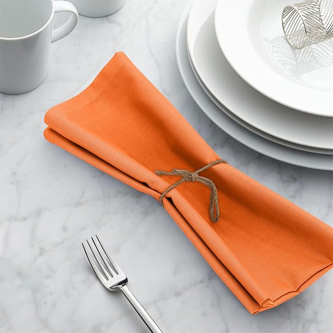 Ruvanti Cloth Napkins Set of 6, 18x18 Inches, 100% Cotton, Washable, Soft & Absorbent, Perfect for Wedding, Christmas, ‎Thanksgiving Dinners - Orange Peel