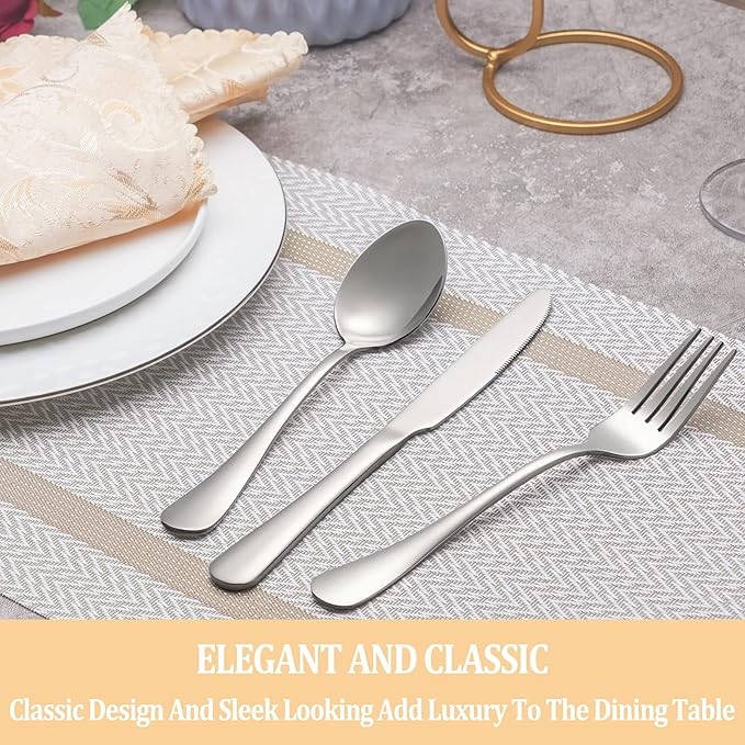 20 Piece Silverware Set Service for 4,Premium Stainless Steel Flatware Set,Mirror Polished Cutlery Utensil Set,Durable Home Kitchen Eating Tableware Set,Include Fork Knife Spoon Set,Dishwasher Safe