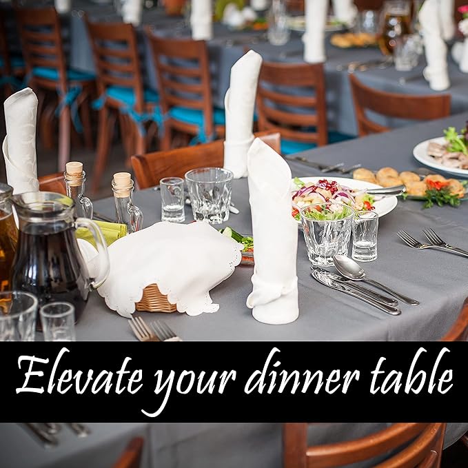 Kitchen Cloth Napkins 12 Pack 18X18 Inches Cotton Blend Soft Fabric with Hemmed Edges, White Dinner Napkins Washable Reusable Durable Linen Napkins for Parties Table Setting Decor (White) by PERLLI