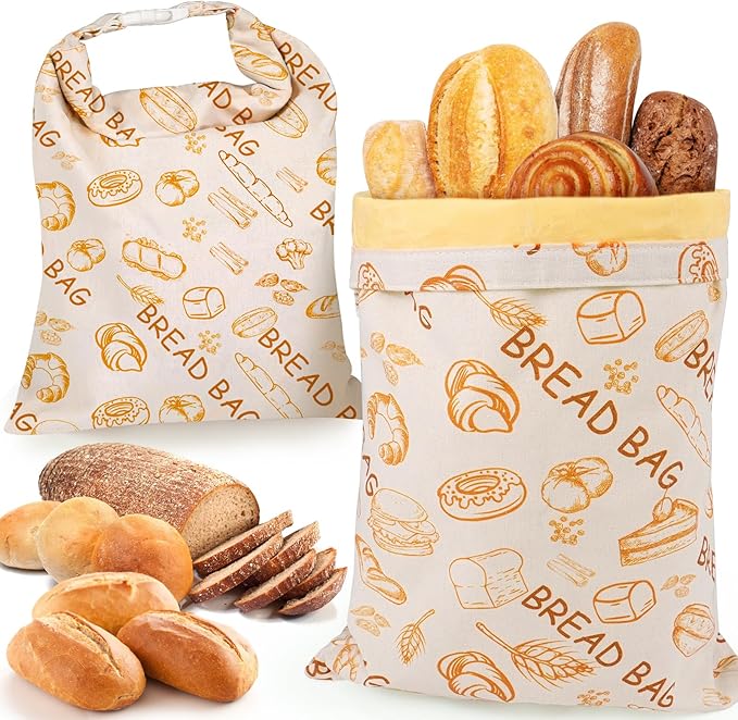 Sourdough Bread Bags for Homemade Bread, 2-Pack XL Reusable Beeswax Sourdough Storage Bags, Suitable for Keep Breads Fresh in Home Kitchens and Bakeries, 17” x 12”
