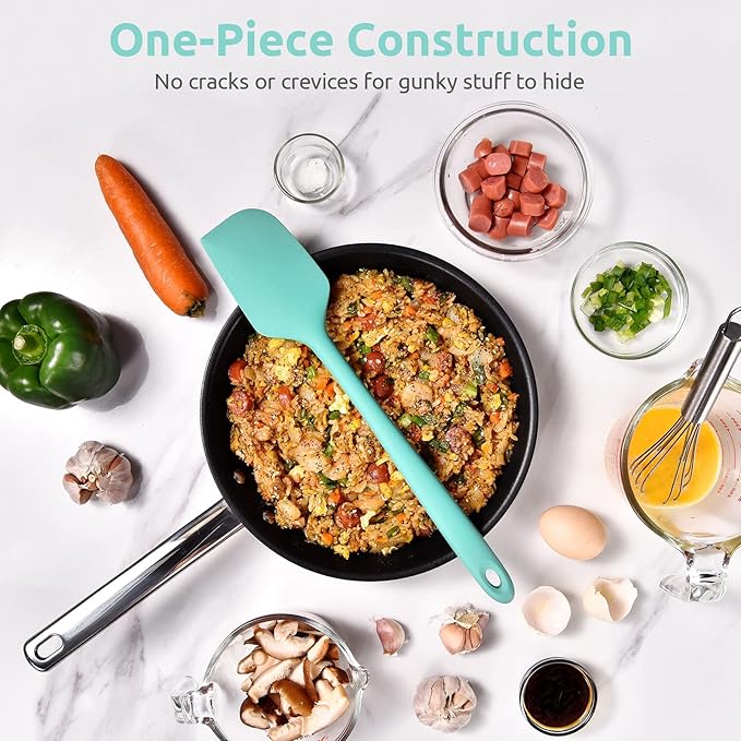 14in Extra Large Silicone Spatula: U-Taste 600ºF Heat Resistant Flexible Silicon Mixing Stirring Cooking Scraping Baking Bowl Scraper Seamless Spreader for Kitchen Nonstick Cookware (Aqua Sky)