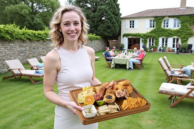 Cutting Board for Kitchen,Thickened Bamboo Cutting Board with Juice Groove, Large Butcher Block with Handle,Wooden Charcuterie Chopping Board for Prep & Serving Tray, 16.93" x 12.99" x0.98"