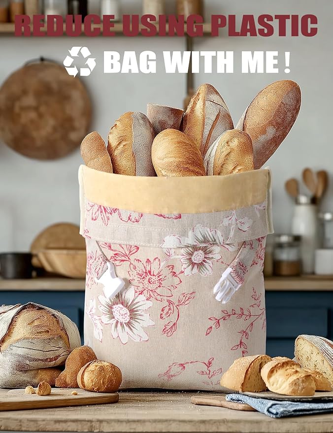 Reusable Beeswax Bread Bags(2 Pack), Beeswax Bags for Sourdough/Homemade Bread, Natural Cotton Bees Wax Bag, Fresh and Refrigerable, New Upgrade Food Storage Bag, Large Capacity and Portable