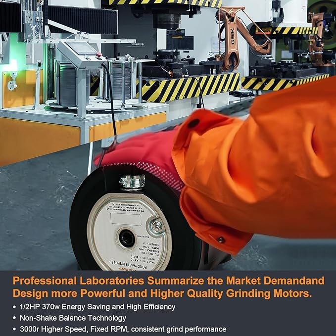 Garbage Disposal 1/2 HP for Kitchen sink Quiet with Power Cord, Easy install, Food Waste Disposer Stainless Steel Grind 0.5 Horsepower (A400)