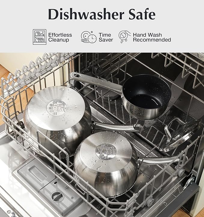 KOCH SYSTEME CS Stainless Steel Saucepan 2 Quart, Stainless Steel Saucepan with Ultra Nonstick Coating, 2 Quart Sauce Pan with Lid, Nonstick Pot 2QT, Easy to Clean, Oven Safe, Induction Compatible