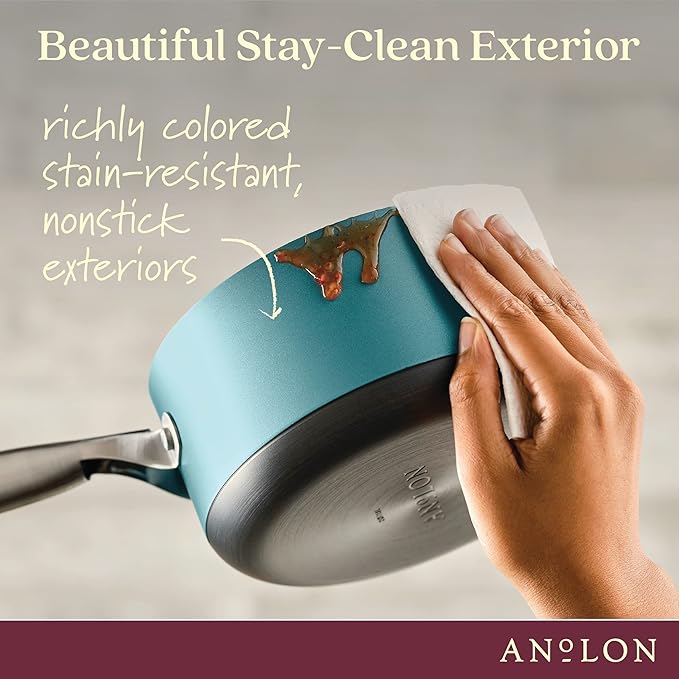 Anolon Achieve Hard Anodized Nonstick Sauce Pan with Lid, 2 Quart, Teal