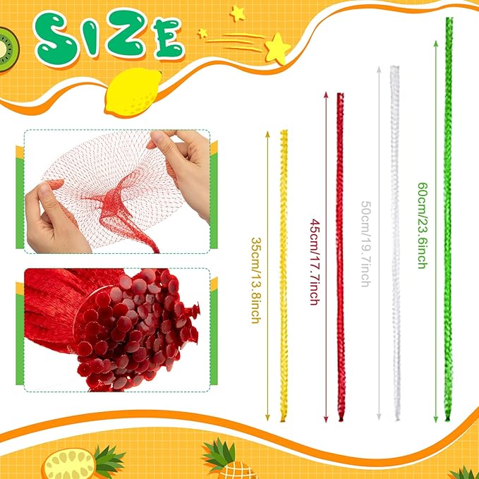 Treela 600 Pieces Reusable Mesh Bags Reusable Produce Seafood Onion Vegetable Storage Mesh Net Nylon Poly Bags for Crawfish Shellfish Crab Grocery Toys Fruits, 4 Sizes