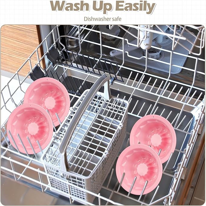 Mini Fluted Tube Cake Pan, 4 inch Small Cake Molds for Baking(6Pcs) with Flower Shape for Jello, Cake, Cupcakes and Bread