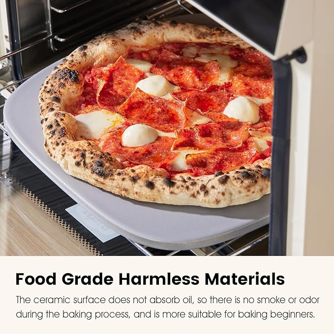 Pizza Stone, 12" x 11" x 0.47" Ceramic Coating & Cordierite Pizza Stones for Oven Grill BBQ, Heavy Duty Non Stick Baking Stone for Pizza & Bread, Unique Shape Design Grilling Stone (Gray)