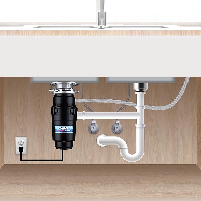 Waste Maid 10-US-WM-048-3B Garbage Disposal Anti-Jam Stainless Steel Food Waste Grinding System, 1/3 HP Compact, Black