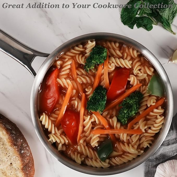 Saucepan Set with Lids,3-Ply Stainless Steel 1.5QT and 3QT Cooking Pot,Professional Grade Cookware,Induction Compatible