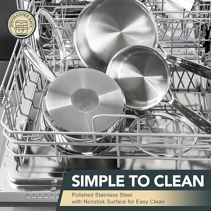 MICHELANGELO Stainless Steel Saucepan Set with Lid, Premium Triply Stainless Steel Sauce Pan with Cool Handle, Nonstick Sauce Pot Set for Kitchen Cooking, Induction Compatible, 1QT & 2QT & 3QT