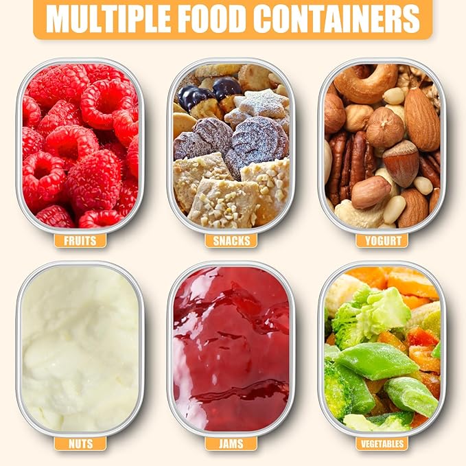 Layhit 6 Pcs Stainless Steel Snack Containers for Kids, 8 oz Lunch Containers with Silicone Lids Small Reusable Metal Food Box for Child Daycare School Home Storage Supplies(Vivid Color)