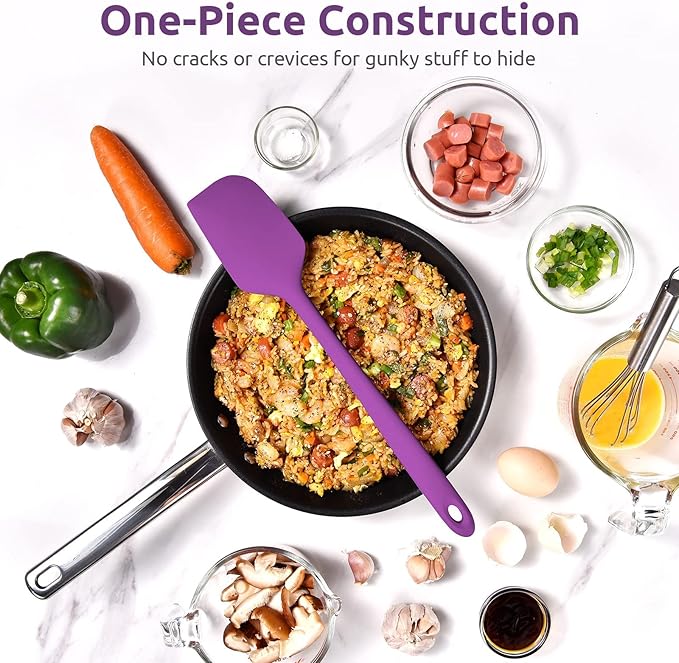 14in Extra Large Silicone Spatula: U-Taste 600ºF Heat Resistant Flexible Silicon Mixing Stirring Cooking Scraping Baking Bowl Scraper Seamless Spreader for Kitchen Nonstick Cookware (Purple)