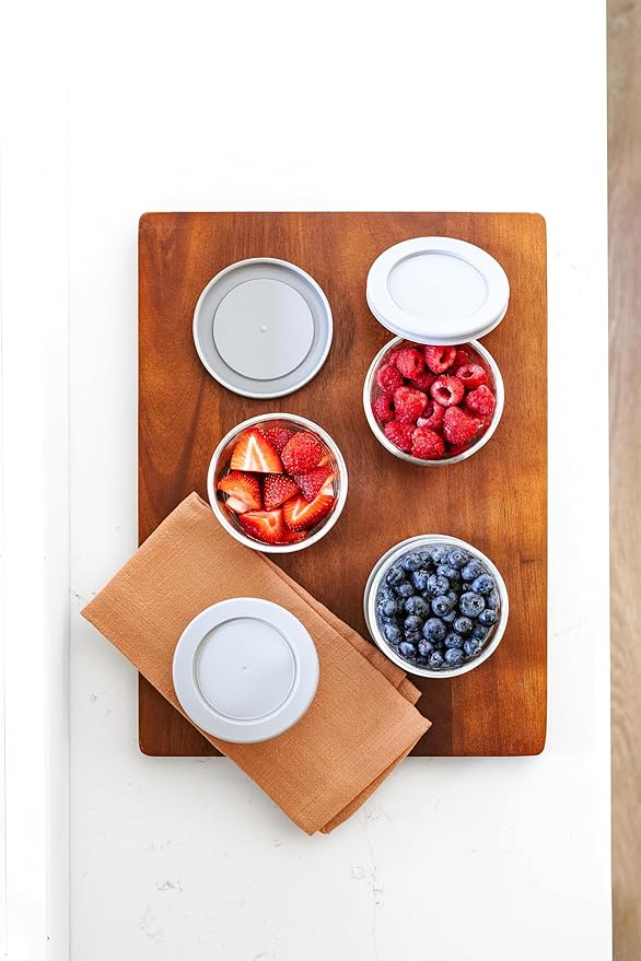 Borosilicate Glass Food Containers - 8 Piece Set (1 cup) - Premium Storage Solution Microwave & Dishwasher Safe, BPA-Free Lids, Grey