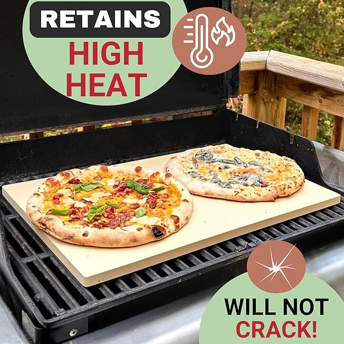 Large Pizza Stone for Oven 20 inch, with Silicone Mat and Dough Tool - Pizza Stone for Grill - Rectangular Pizza Oven Stone for Bread Baking - Thick Heavy Duty Stone 20" x 13.5" x 0.6"