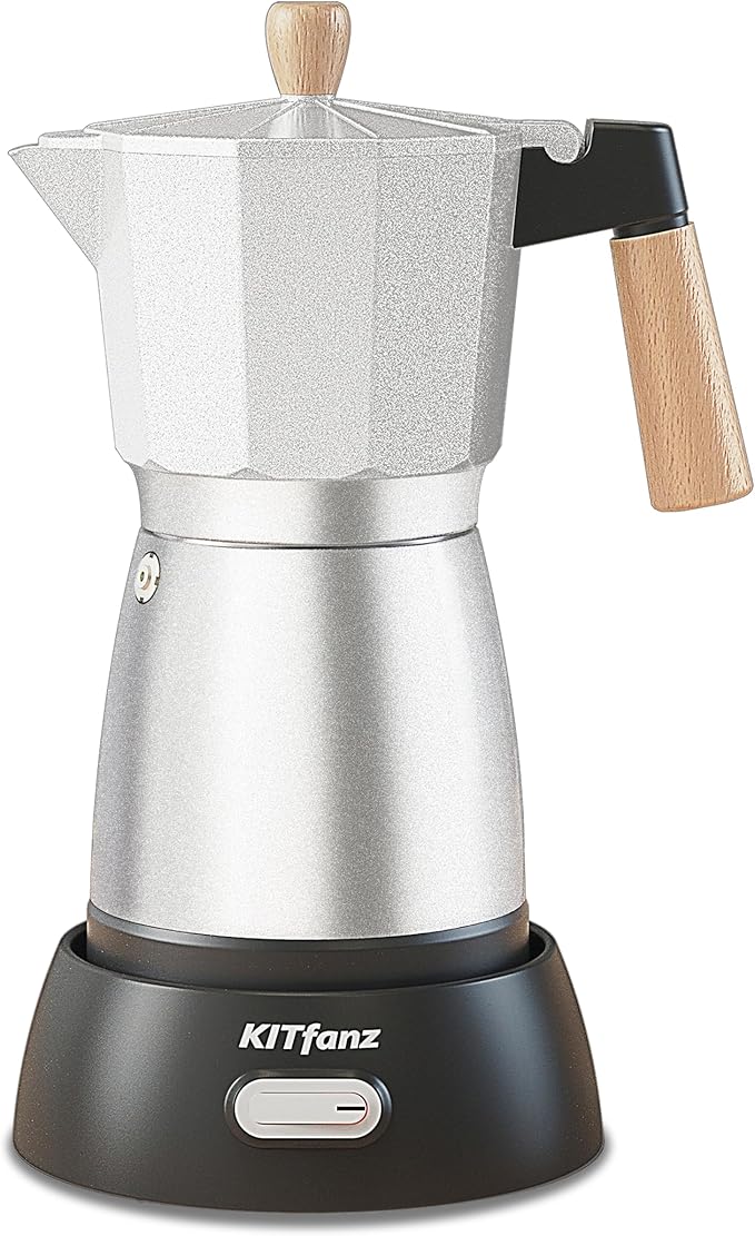 Electric Espresso Coffee Maker, Italian Coffee Pot, Electric Moka Pot, Cuban Coffee Maker, Portable Cafeteras Electricas Espresso Makers with Detachable Base 3 or 6 Cup (Silver)