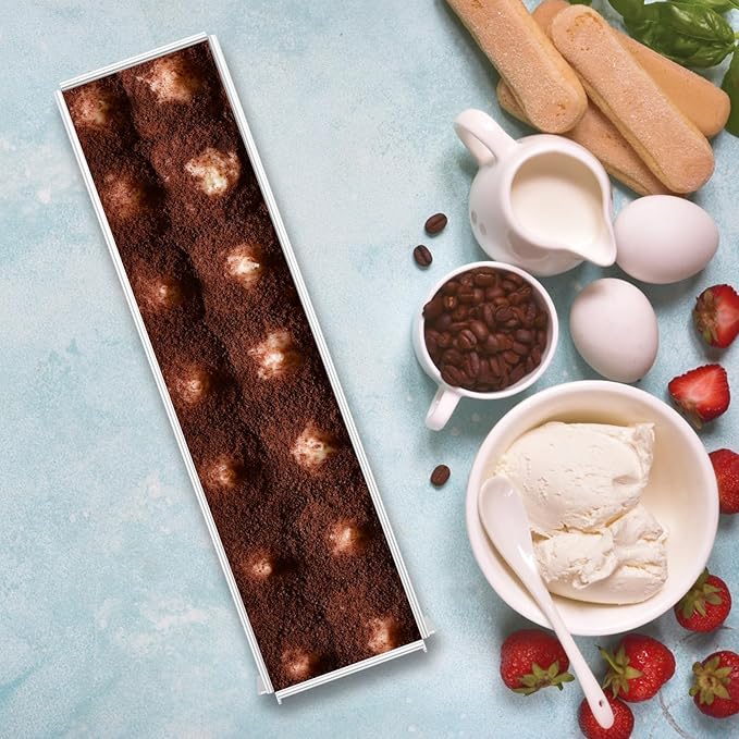 4 Pack Tiramisu Pan, Long Rectangle Cake Mold, Aluminum Alloy with Removable Frame Tiramisu Rectangle Trays for Tiramisu Cheesecake Mousse (4)