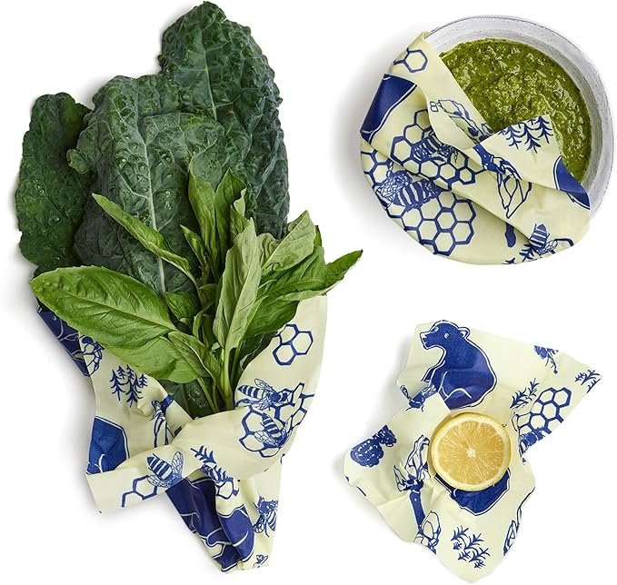 Bee's Wrap Beeswax Wraps for Food - Made in USA Reusable & Organic Food Wraps, Sandwich Wrap & Bowl Covers - Eco-Friendly Alternative to Aluminum Foil & Plastic Wrap, Bee's + Bears 3 Pack (S, M, L)