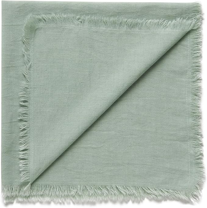 ACCENTHOME Teal Cotton Linen Napkin Set of 6 18x18 inch Dinner Napkins - Washable Soft Premium Hotel Quality Reusable Napkins Perfect Table Napkins for Family Dinners, Weddings & Everyday Use