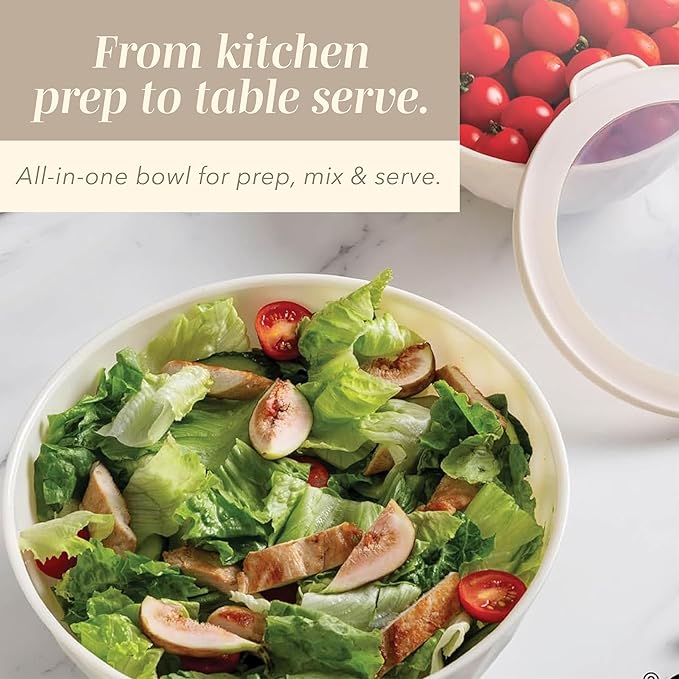 COOK WITH COLOR Mixing Bowls with Lids - 12 Piece Plastic Nesting Bowls Set includes 6 Prep Bowls and 6 Lids, Non Slip Bottom and Embossed Design - Microwave Safe (Brown)