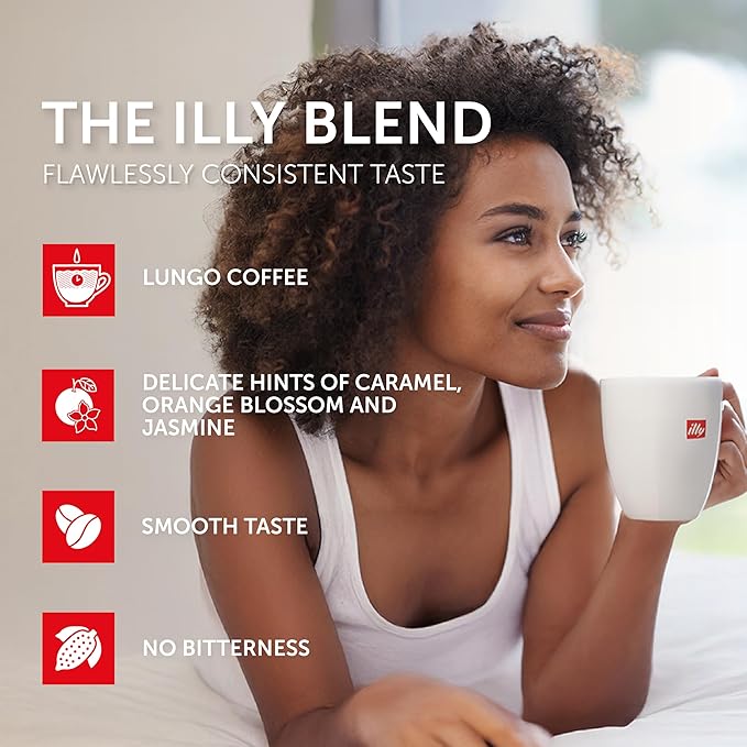illy Aluminum Espresso Capsules - Compatible with Nespresso Machines - Classico Lungo Roast Coffee - Mild & Balanced - Notes Of Caramel, Orange Blossom & Jasmine - 10 Count (Pack of 5)